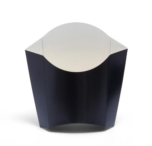 Chips - French Fries Containers, Disposable Cafe Cups - Black & Kraft Brown - 50 pc pack