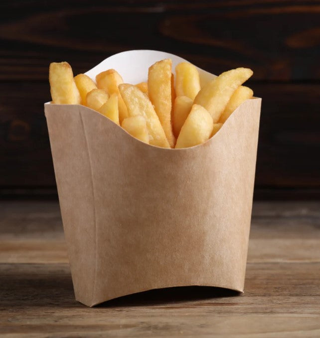 Chips - French Fries Containers, Disposable Cafe Cups - Black & Kraft Brown - 50 pc pack