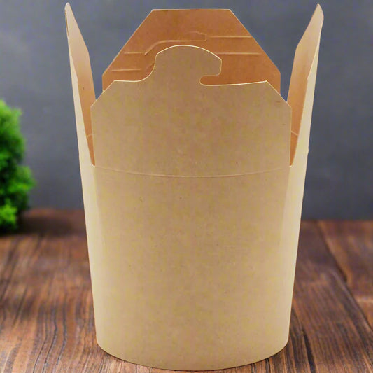 FSC® Folding Kraft Noodle Box 26oz/474ml PE Coated – Kraft 50 pc Pack Medium