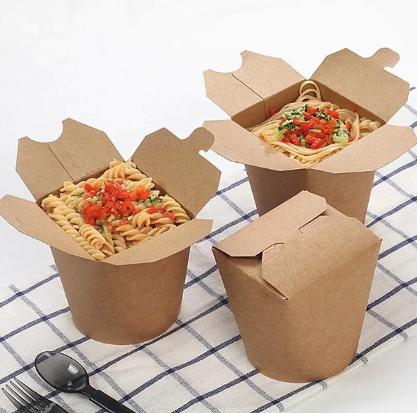 FSC® Folding Kraft Noodle Box 26oz/474ml PE Coated – Kraft 50 pc Pack Medium
