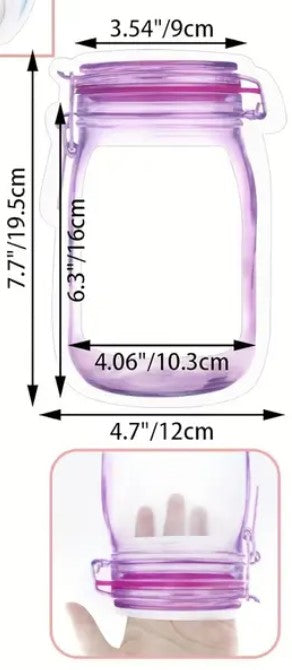 SustinaFlexPack Mason Jar Food Storage Bags Resealable Ziplock Treat Bags Sealing Food Storage for Candy Cookies Snack - Red 25 pack