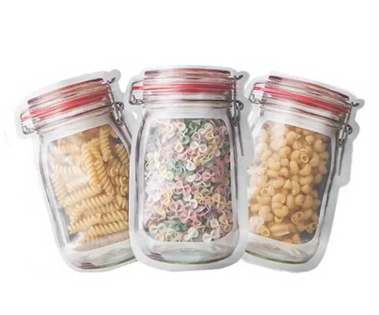 SustinaFlexPack Mason Jar Food Storage Bags Resealable Ziplock Treat Bags Sealing Food Storage for Candy Cookies Snack - Red 25 pack