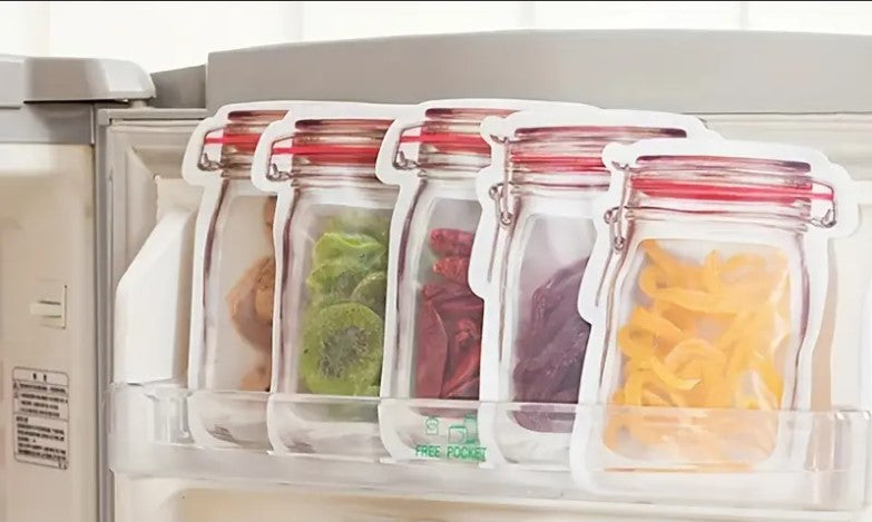 SustinaFlexPack Mason Jar Food Storage Bags Resealable Ziplock Treat Bags Sealing Food Storage for Candy Cookies Snack - Red 25 pack