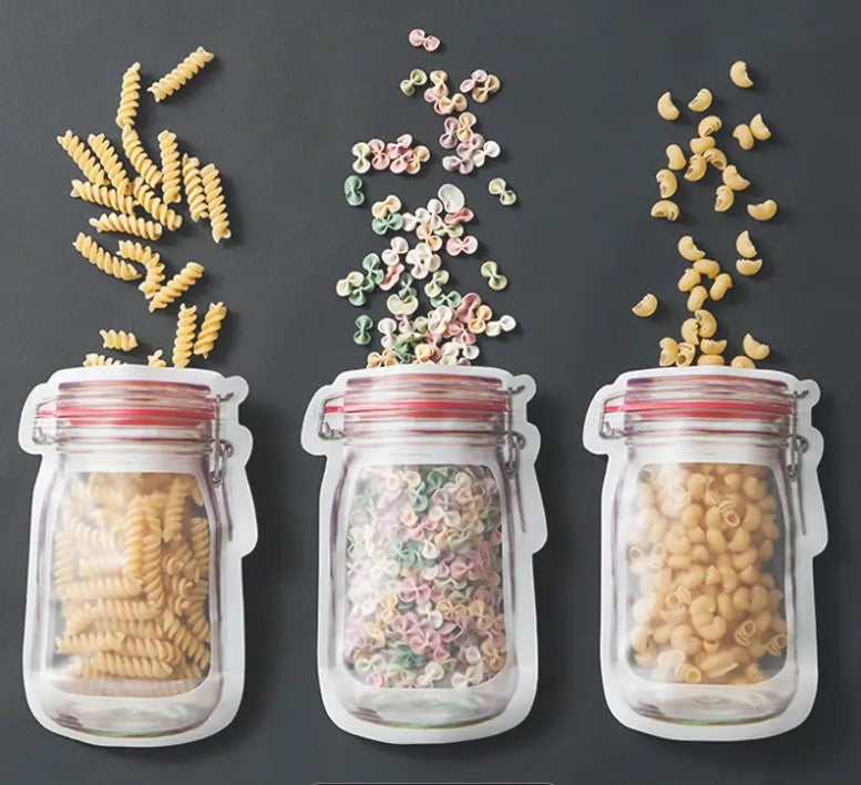 SustinaFlexPack Mason Jar Food Storage Bags Resealable Ziplock Treat Bags Sealing Food Storage for Candy Cookies Snack - Red 25 pack
