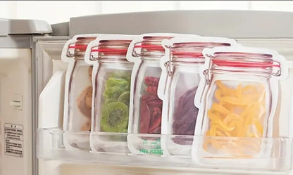 SustinaFlexPack Mason Jar Food Storage Bags Resealable Ziplock Treat Bags Sealing Food Storage for Candy Cookies Snack - Red 25 pack