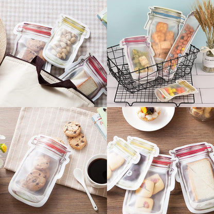 SustinaFlexPack Mason Jar Food Storage Bags Resealable Ziplock Treat Bags Sealing Food Storage for Candy Cookies Snack - Red 25 pack